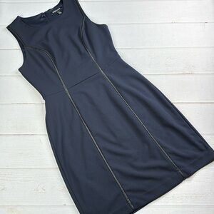 41 Hawthorn Reina Faux Leather Detail Navy Knit Dress Size Medium